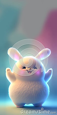 3D Render of Existed Rabbit Or Bunny Character Standing On Shiny Gradient Background And Copy Stock Photo