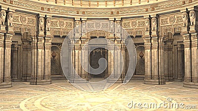 3D render of a fantasy style court, throne room or ballroom Cartoon Illustration