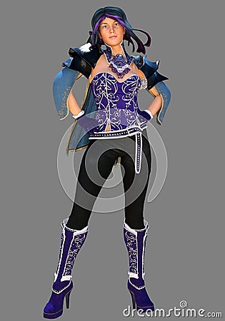 Fantasy Lady Mage 3D Render Stock Photo