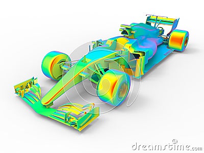 3D render - finite element analysis racing car chassis Cartoon Illustration