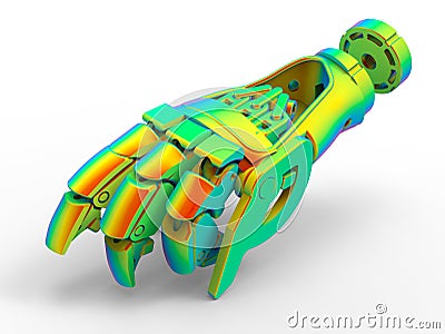3D render - finite element analysis of a robotic arm Cartoon Illustration