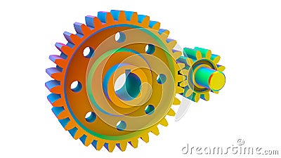 3D render - finite element analysis of two cog gears Cartoon Illustration