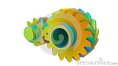 3D render - Finite element analysis of two cog gears Cartoon Illustration