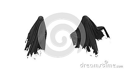 3d render Flying black Ghost on a white background Stock Photo