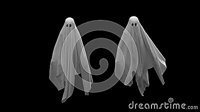 3d render Flying white Ghost on a black background Stock Photo