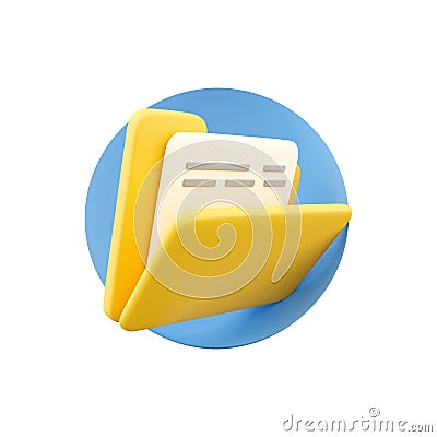 3d render folder icon on white background. 3d rendering folder icon. Stock Photo