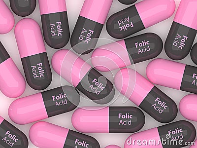 3d render of folic acid pills Stock Photo