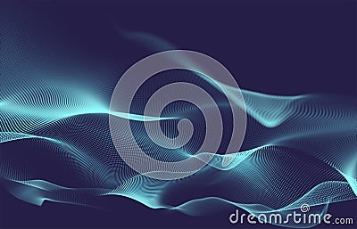 3D futuristic particle waves - network communication Stock Photo