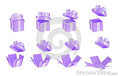 3d render gift boxes opening animation, present Cartoon Illustration