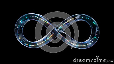 3d render Glass Infinity symbol with neon in loop animation with alpha channel Stock Photo