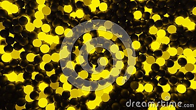 3D render glowing Spheres,yellow and black Stock Photo