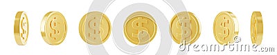 3d render gold coin rotate animation sprite sheet Cartoon Illustration