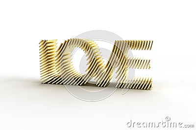 3D Render Gold Love text Illustration Stock Photo