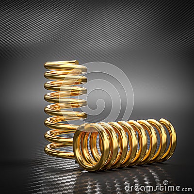 3d render gold springs on carbon Stock Photo