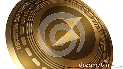 3D Render Golden THORchain RUNE Cryptocurrency Coin Symbol Close up Stock Photo