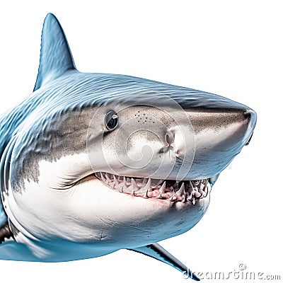 3D render of a great white shark isolated on white background.AI generated Stock Photo