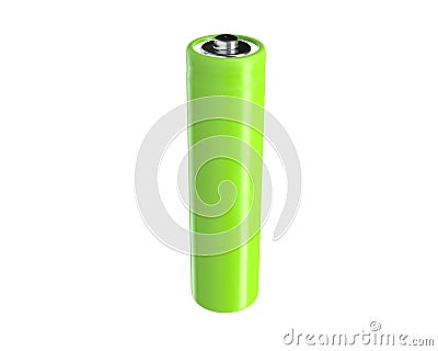 3D render of Green Accumulator Battery AA isolated on white Stock Photo