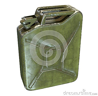 3D render of green jerrycan isolated on white Stock Photo