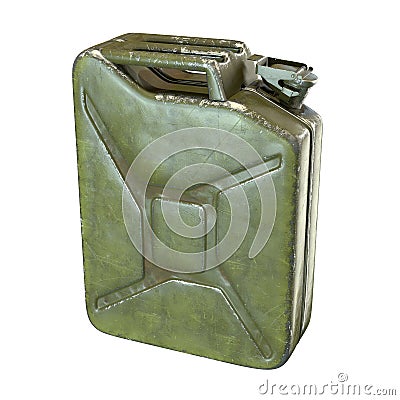 3D render of green jerrycan isolated on white Stock Photo