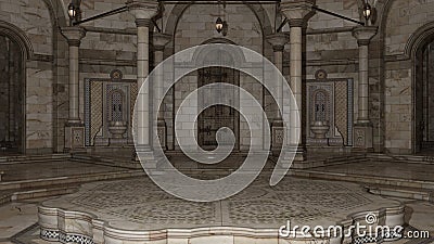 3D Render of Hammam 0001 indoor. Stock Photo