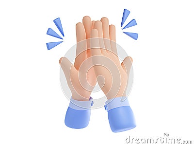 3d render hand high five gesture, team work clap Cartoon Illustration