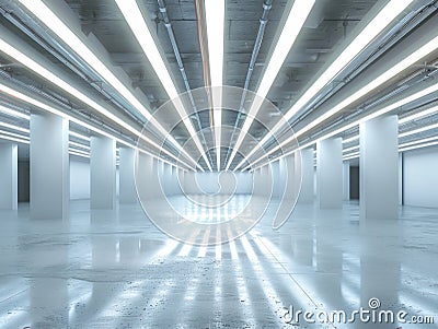 3D render with harsh fluorescent lighting Stock Photo