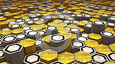 3D render Hexagon abstract geometric random waving background Stock Photo
