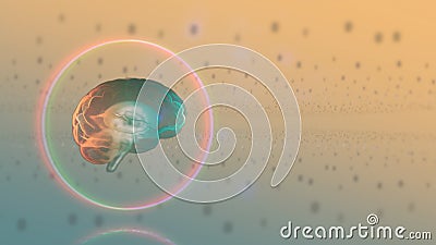 3d render high-functioning brain processing information over light digital background. Stock Photo