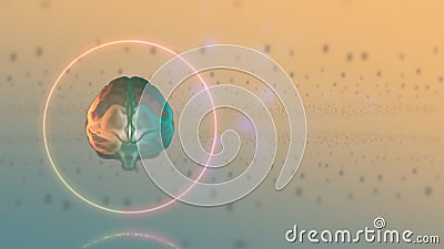 3d render high-functioning brain processing information over light digital background. Stock Photo