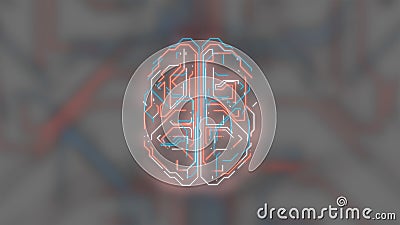 3d render of high-functioning brain processing information over light digital background. Stock Photo