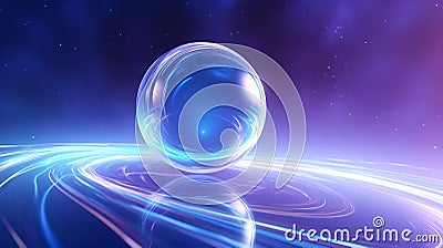 3D Render Holographic Planet in a Futuristic, Holographic Planet, Futuristic Space, Sci Fi Stock Photo