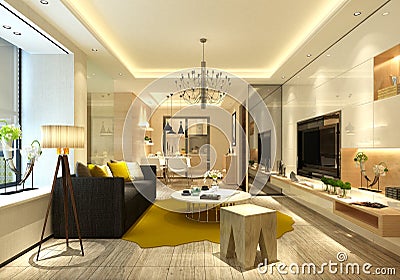 3d render of home interior, living room Stock Photo