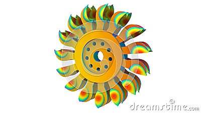 3D render - hydroelectric turbine finite element analysis Stock Photo