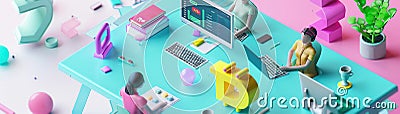 3D render icon Clay render of a diverse team brainstorming ideas in a collaborative workspace Animation icon 3d crypto Stock Photo