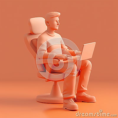 3D render icon 8K Remote workinspired 3D render clay style isolated on pure solid background of worklife balance tools icon 3D Stock Photo