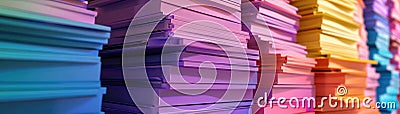 3D render icon Stacks of colorful clay contracts and documents icon 3d technology Stock Photo