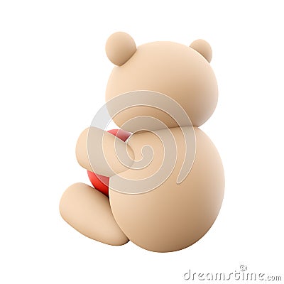 3d render Icon of teddy bear toy with a heart. 3d rendering icon teddy bear toy with heart. Teddy bear toy with a heart. Stock Photo