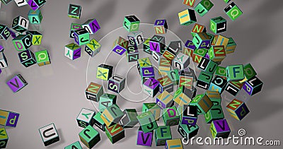 3d render of a idea symbol | 3D rendered cube label of English alphabet | Attached English alphabet on the surface of cube. colorf Stock Photo