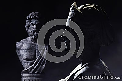 3d render illustration antique greek sculptures profile view Cartoon Illustration