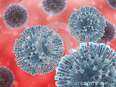 3d render illustration of a buch of coronaviruses ncov Cartoon Illustration