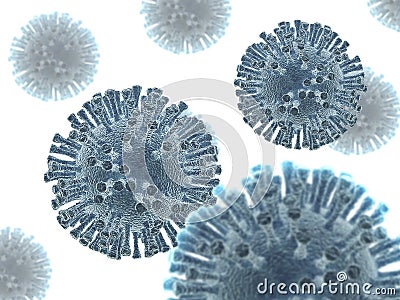 3d render illustration of a buch of coronaviruses ncov Cartoon Illustration