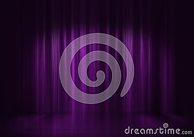 Beautiful violet curtain background.Studio template.3d illustration Cartoon Illustration