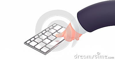 3d render cartoon business hand with keyboard Cartoon Illustration
