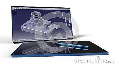 Computer aided design concept Cartoon Illustration