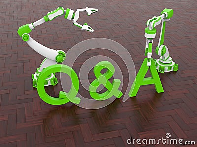 3D rendering - Green Questions and Answers regarding industrial automation Cartoon Illustration