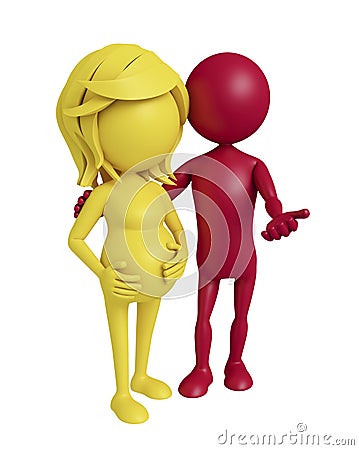 3d character with pregnent woman Cartoon Illustration