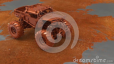 3D rendering - Detailed LEGO truck on rust background Cartoon Illustration