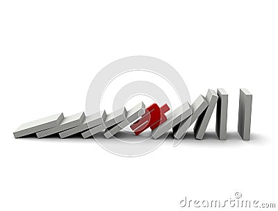 Dominoes causing chain reaction Cartoon Illustration