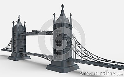 3D render of an English bridge on a white background Cartoon Illustration