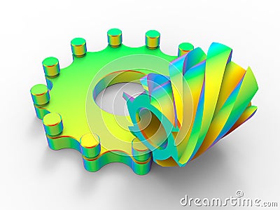 3D rendering - gear FEA analysis Cartoon Illustration
